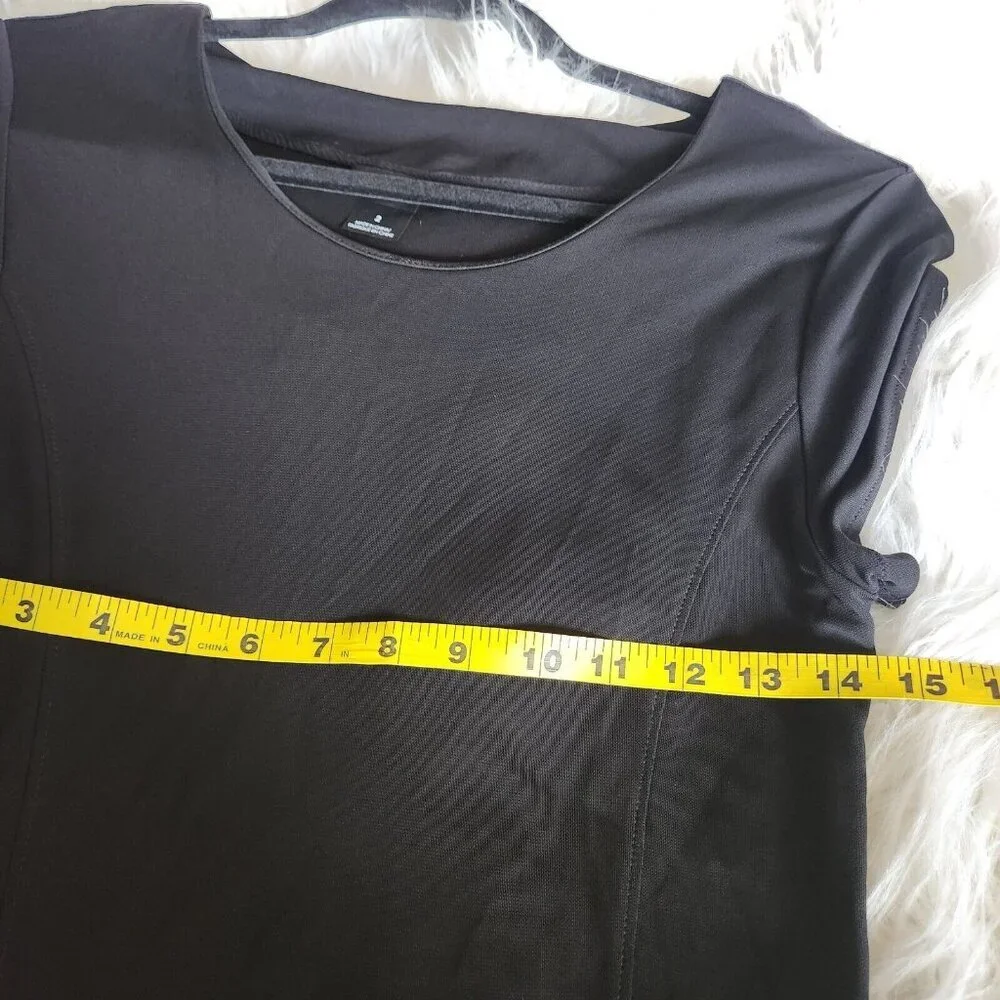 Club Monaco Women's 2 Midi Dress Black Sheep Leather Trim Fit‎ & Flare Side Zip
